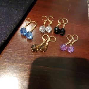 Joan Rivers Set of 5 Faceted Back Earrings